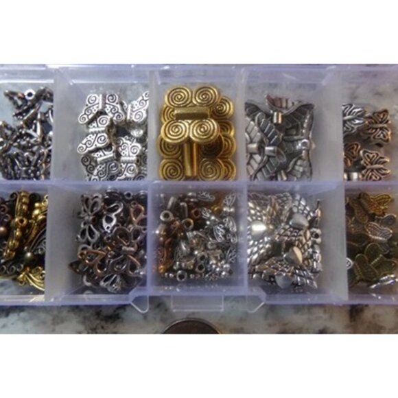 Mixed Wing & Butterfly Beads/Spacers in Container - Picture 1 of 4